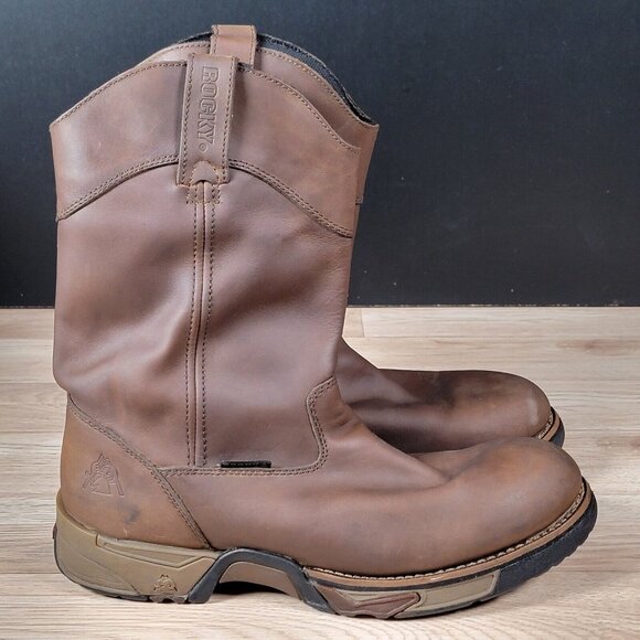 Rocky Other - Rocky Aztec Wellington Work Boots Size 12 M Men Brown Leather Pull On Waterproof